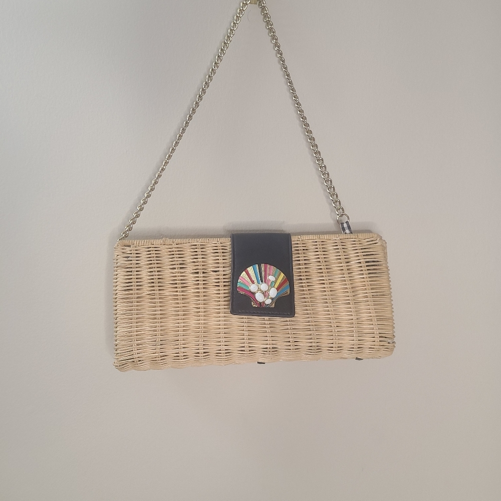 Talbots Shell Wicker Clutch